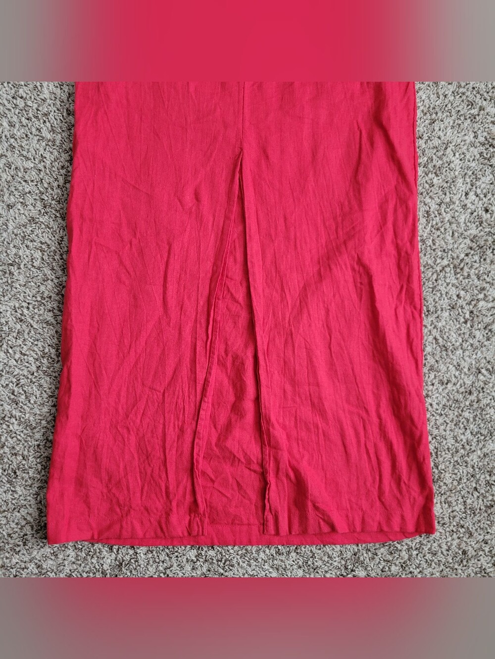 Abercrombie & Fitch Maxi Dress Linen Cotton Red Square Neck Long Back Slit Small - Picture 6 of 8